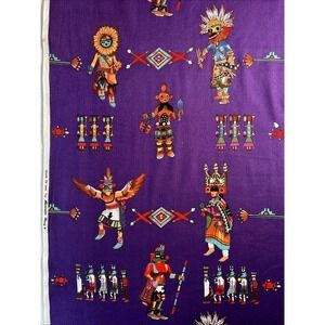 Fabric - RARE Alexander Henry Kachina Dancers Hopi Pueblo Tribal 61" L x 44"‎ W